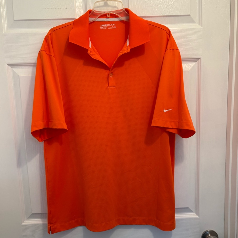 Men’s Nike Golf FIT DRY Bright Orange Polo Shirt Sz L